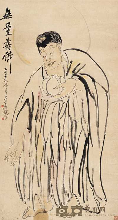 王震 1935年作 无量寿佛图 立轴 146.5×78.5cm